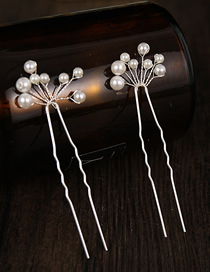 Fashion Silver Color Pearl U-shaped Hairpin