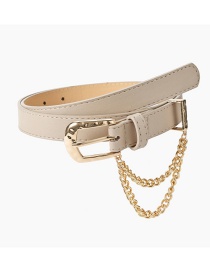 Fashion Beige Pin Buckle Inlaid Chain Belt