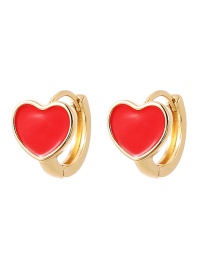 Fashion Red Copper Drop Oil Love Stud Earrings