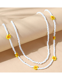 Fashion White Double Rice Beads Beaded Necklace