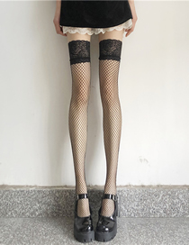 Fashion Black Nylon Lace Over The Knee Fishnet Stockings