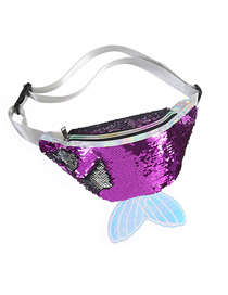 Fashion Purple+silver Sequined Fishtail Crossbody Bag