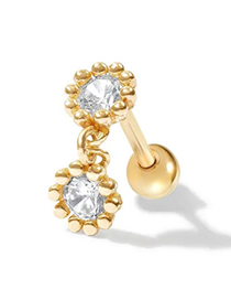 Fashion Single Gold Metal Diamond Round Piercing Stud Earrings (single)