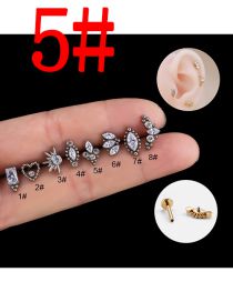 Fashion 527-silver 5# Titanium Steel Diamond Geometric Cartilage Piercing Stud Earrings