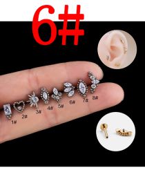 Fashion 527-silver 6# Titanium Steel Diamond Geometric Cartilage Piercing Stud Earrings