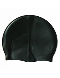 Fashion Black Silicone Waterproof Swimming Hat