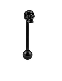 Fashion Black Stainless Steel Skull Puncture Tongue Nails