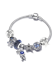 Fashion 5# Metal Inlaid Diamond Star Astronaut Multi -element Bracelet