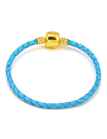 Fashion #12 Golden Found Leather Woven Square Buckle Hand Rope