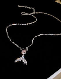Fashion Necklace - Silver Zirconia Mermaid Necklace In Copper