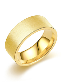 Fashion Gold Brushed Titanium Steel Ring