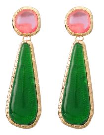 Fashion Pink Green Alloy Geometric Resin Earrings