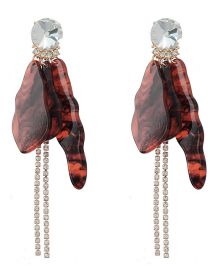 Fashion Brown Alloy Diamond Prong Chain Geometric Acetate Earrings