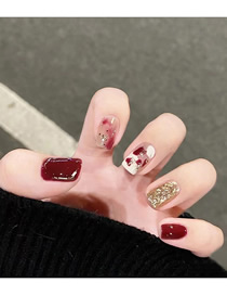 Fashion Mj-258 Wine Red Smudge Milk Pattern [glue Type] (3 Pieces) Plastic Geometric Smudge Nail Patches