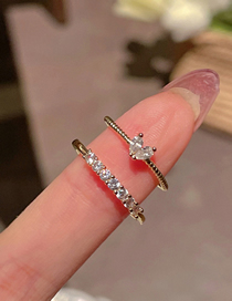 Fashion Ring - Silver (set Of 2) Alloy Diamond Heart Open Ring Set