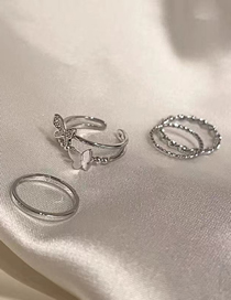 Fashion Silver Bronze Diamond Butterfly Geometric Ring Set