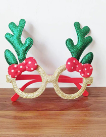 Fashion Non-sequin Green Antlers Cotton Christmas Elk Glasses