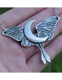 Fashion Silver Alloy Geometric Moon Wings Necklace