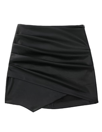 Fashion Black Faux Leather Pleated Skirt