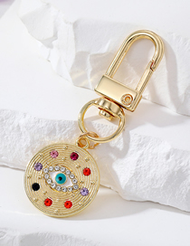 Fashion 3# Golden Less Diamond Blue And White Eyes Metal Diamond Eye Keychain