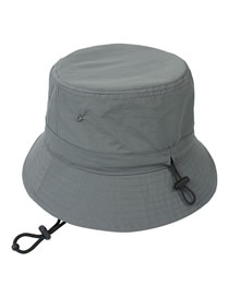 Fashion #5 Dark Gray Solid Color Drawstring Bucket Hat