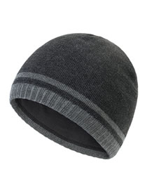 Fashion Dark Gray Color Block Knitted Beanie