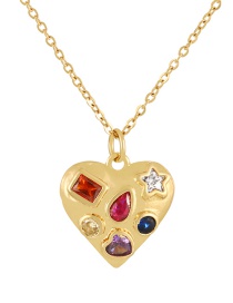 Fashion Golden 1 Titanium Steel Inlaid Zircon Heart Pendant Necklace