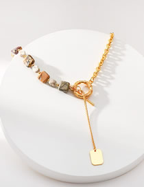 Fashion Gold Irregular Original Beaded Square Chain Ot Buckle Necklace