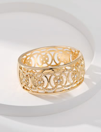Fashion Gold Alloy Diamond Drum Wide Face Bracelet