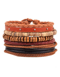 Fashion As Shown In The Picture Braided Coconut Shell Beaded Bracelet In Braided Cowhide And Rope