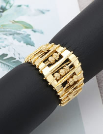 Fashion Gold Gold Plated Copper Chain Wrap Beaded Open Ring