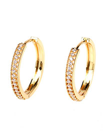 Fashion Gold Copper Inlaid Zirconia Round Earrings