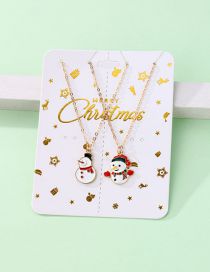 Fashion 4# Alloy Drip Oil Christmas Snowman Double Layer Necklace