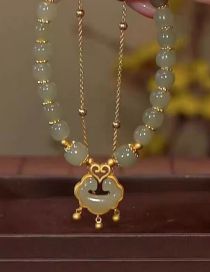 Fashion #2 Xiangyun Lock Imitation Hetian Jade Beaded Cloud Lock Necklace
