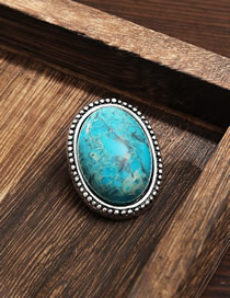 Fashion Gold Metal Turquoise Oval Brooch