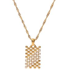Fashion Gold Titanium Steel Openwork Pearl Necklace