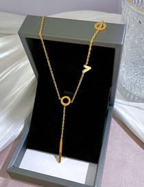 Fashion Gold Titanium Steel Alphabet Y Necklace
