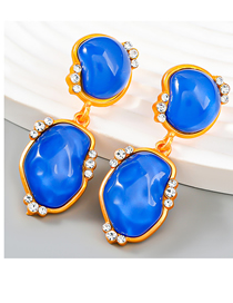 Fashion Blue Alloy Diamond Resin Geometric Pendant Earrings