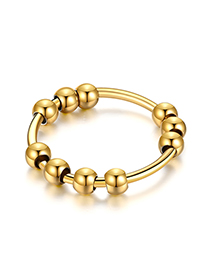 Fashion Gold Stainless Steel Rotation Round Bead Ring (4mm)