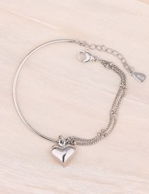 Fashion Silver Pure Copper Geometric Heart Bracelet