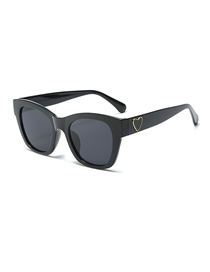 Fashion Black Frame Gray Film Pc Square Large Frame Love Temple Sunglasses