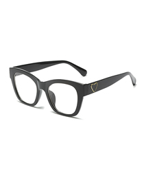 Fashion Black Frame Transparent Film Pc Square Large Frame Love Temple Sunglasses
