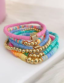 Fashion Set Multi -layer Color Soft Pottery Film Gold Beads Beaded Bracelet Set