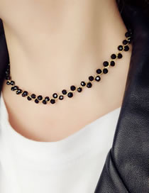Fashion Black Crystal Crystal Pearl Necklace