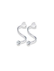 Fashion Platinum Heart Screw Earrings Pure Copper Glossy Heart Screw Earrings