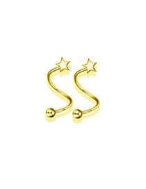 Fashion Gold Star Screw Earrings Pure Copper Glossy Star Screw Earrings