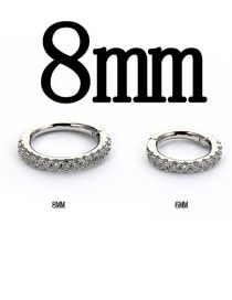 Fashion Silver 1.2*8mm Silver Set Zirconium Round Open Nose Ring