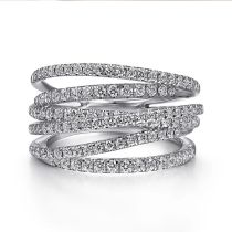 Fashion Silver Copper Diamond Geometric Line Ring