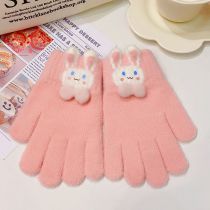 Fashion 15# Pink Rabbit Cartoon Doll Children's Five-finger Gloves