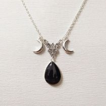 Fashion Black Alloy Geometric Drop Shape Moon Necklace